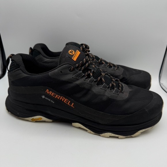 Merrell Moab Speed GTX Waterproof Trail Running Shoes Black Orange Mens 14 Wide - Picture 3 of 10
